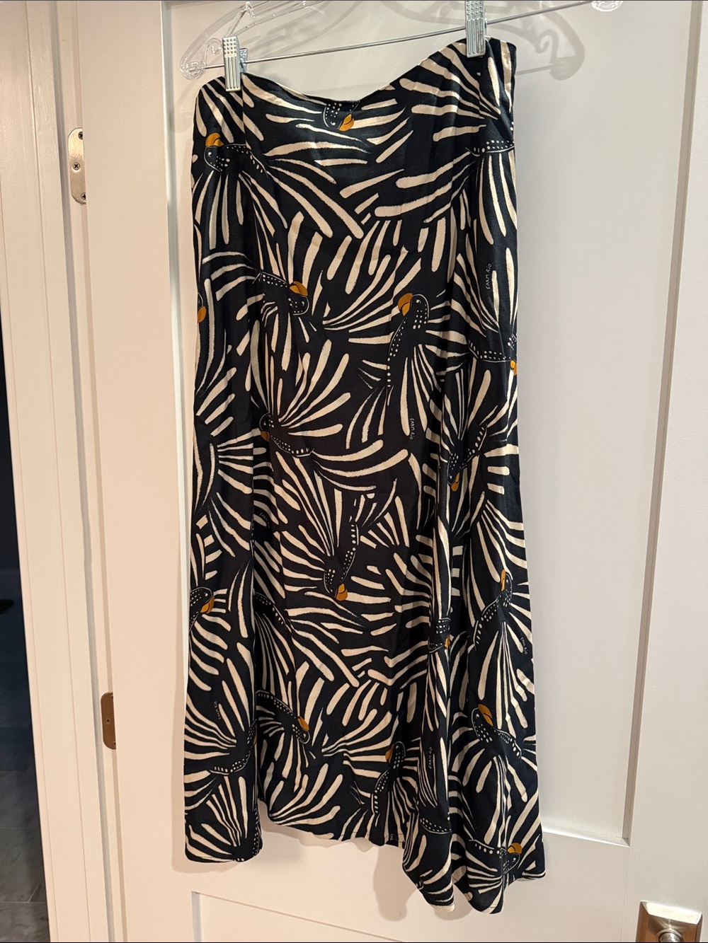 Farm Rio for Anthropologie Black and Cream Printed A-Line Skirt